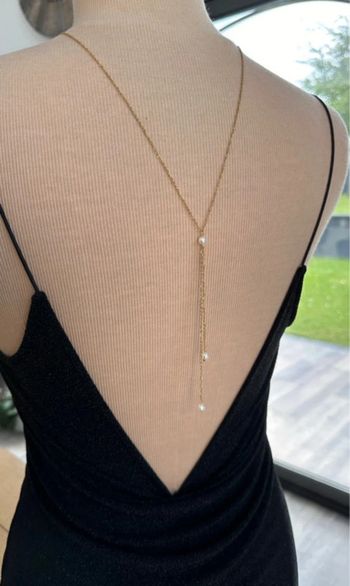 Collier dos mariée en laiton or et perles