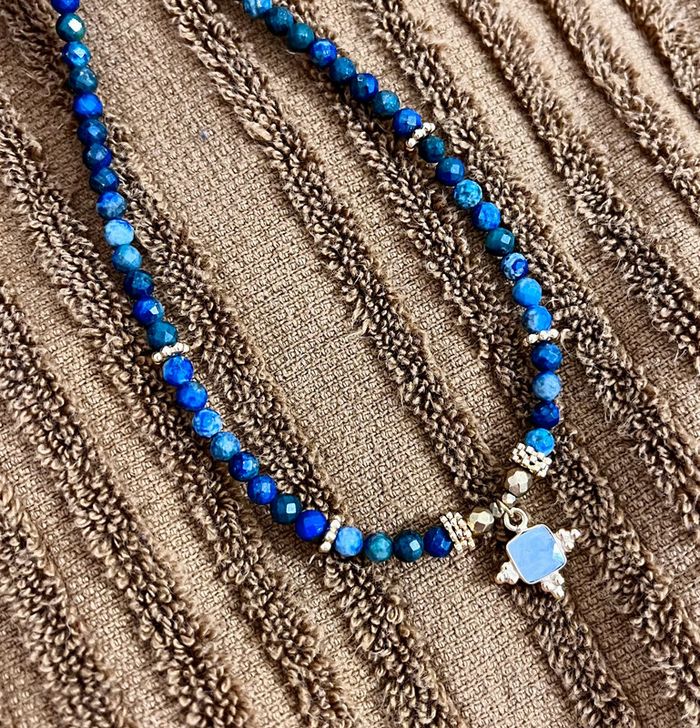 Collier Chrysocolle et Pierre de Lune - photo numéro 5