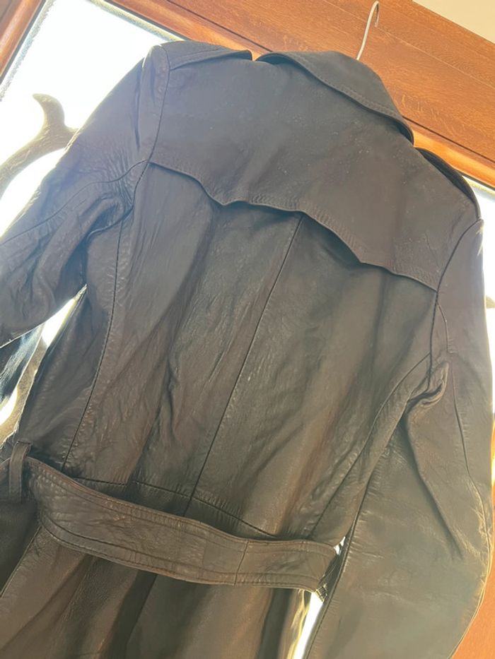 Long manteau trench vintage véritable cuir taille 38 - photo numéro 9
