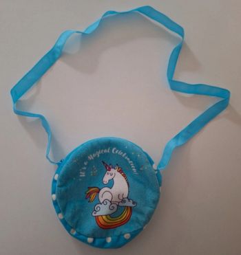 Sac zippé turquoise imprimé licorne