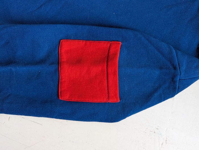 Veste vintage à capuche - Bleu et rouge - Fermeture éclair Talon - photo numéro 4