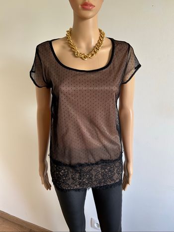 Haut noir et beige en dentelle Morgan taille M jamais porté
