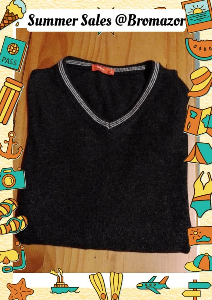 Pull noir col V taille XL - photo numéro 2