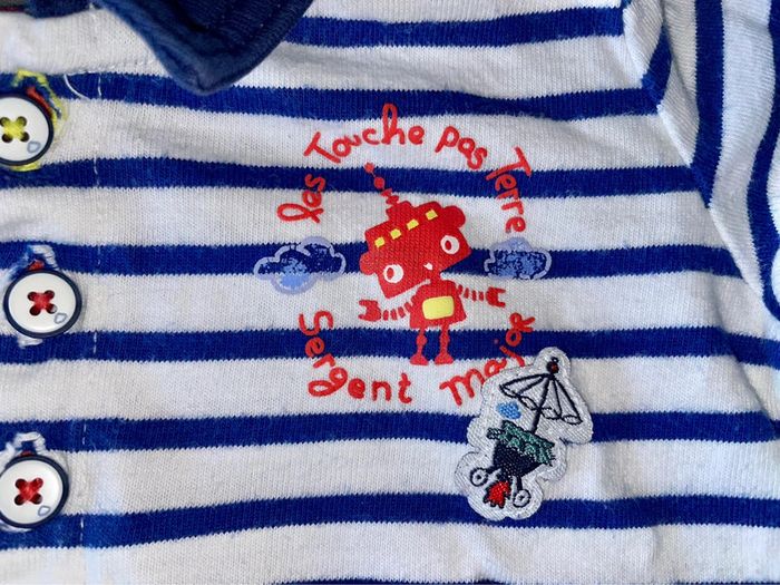 Ensemble Sergent Major 3 mois polo+ salopette + gilet - photo numéro 3