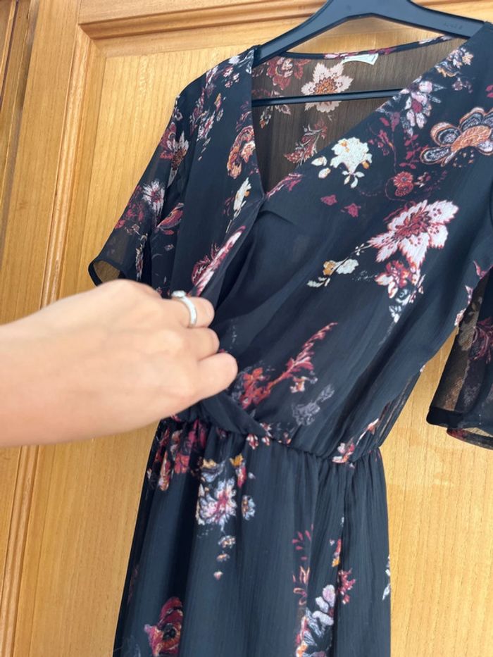 Robe longue noir fleurie été S - photo numéro 5