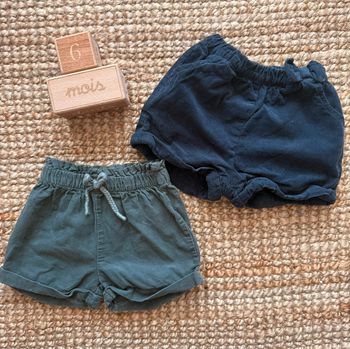 Lot short velours côtelé Vertbaudet 6mois / 68cm