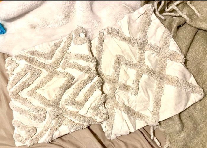 2 housses coussin beige crème  40×40cm - photo numéro 2