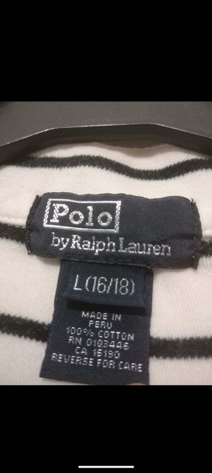Polo Ralph Lauren blanc à rayures. Taille S - photo numéro 3