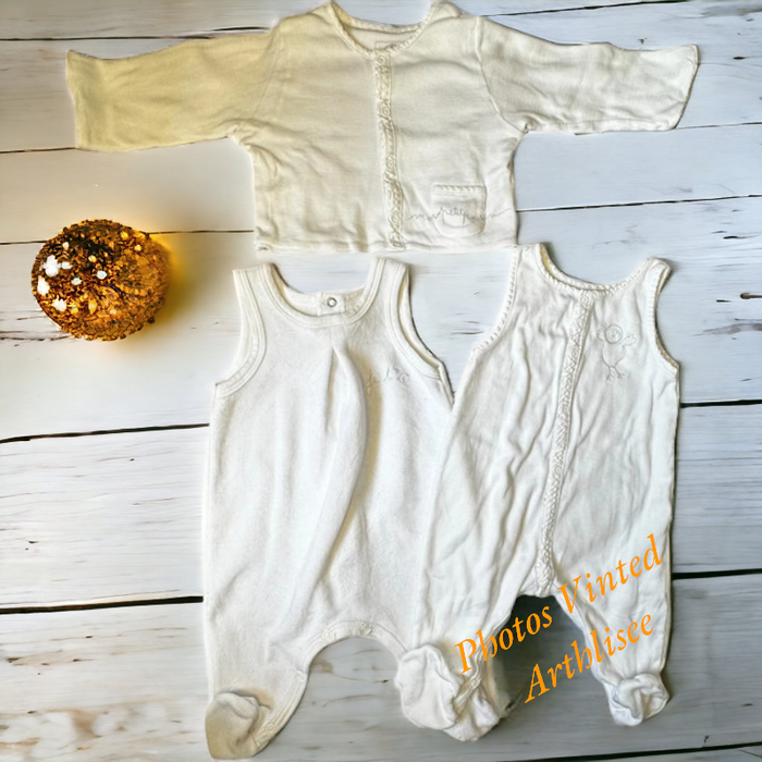 Ensemble 3P petit poussin Petit Bateau 1 mois TBE (22€)