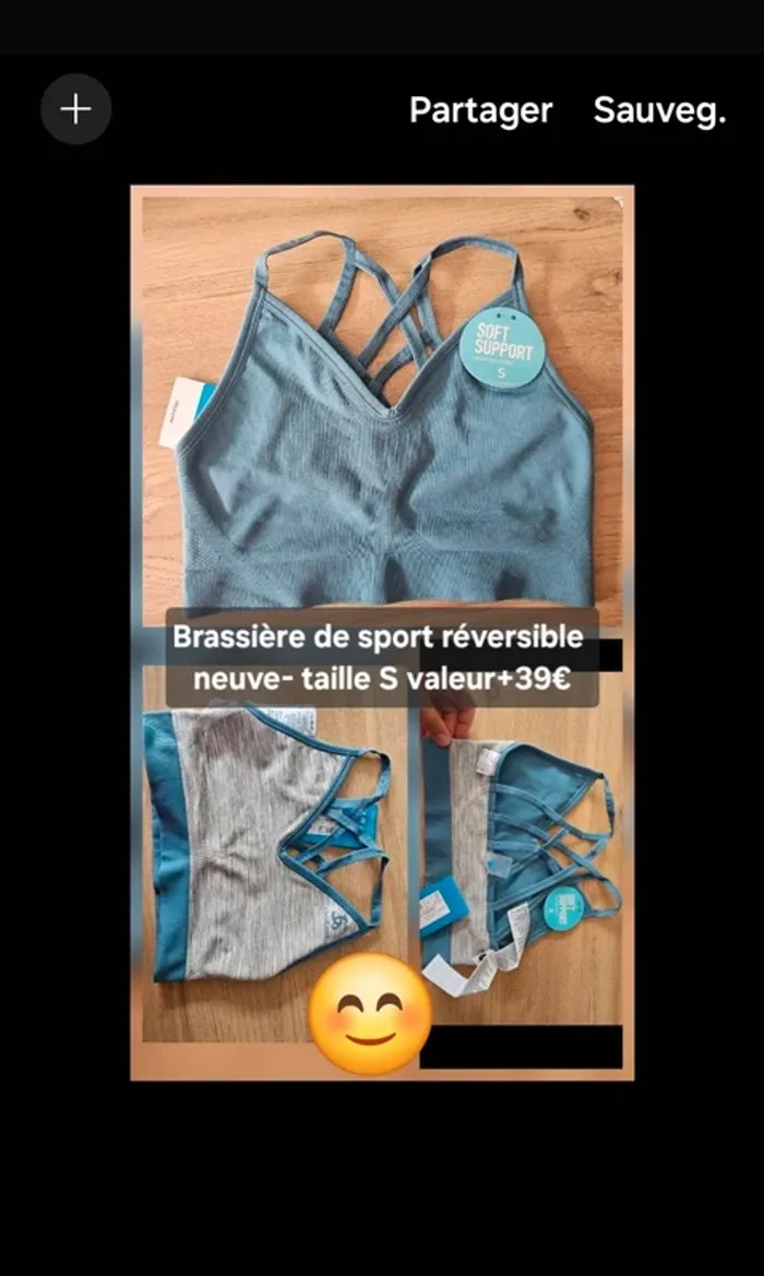 Brassière de sport femme taille S neuve réversible ODLO Seamless