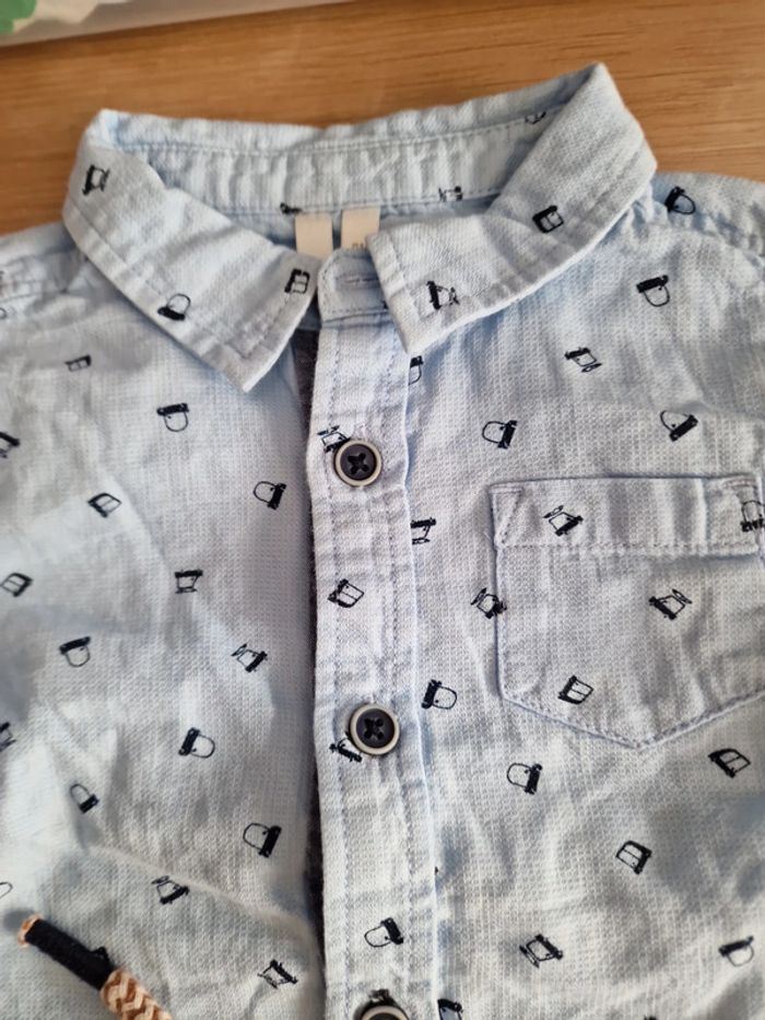 Ensemble chemise bleu et pantalon marine 6 mois - photo numéro 3