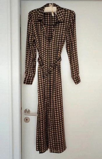 Robe longue fendue "Kookaï" motif pied-de-poule