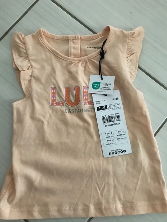 T shirt lulu castagnette neuf 18 mois fille