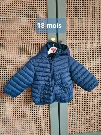 Doudoune bleu légère, bébé 18 mois