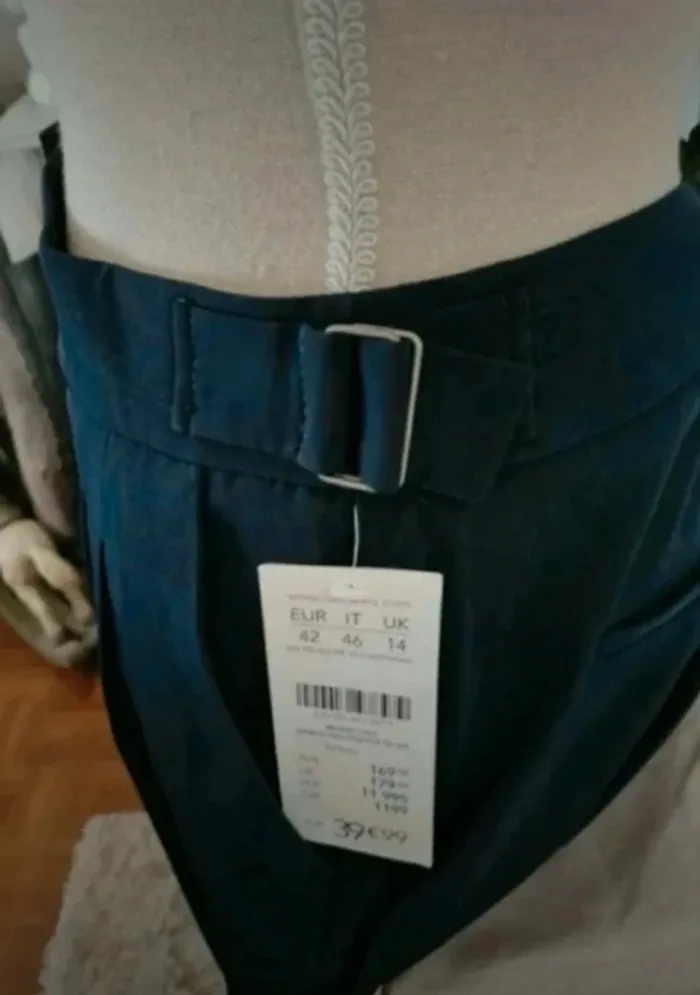 Pantalon chic bleu marine Camaïeu Taille 42 Neuf - photo numéro 3