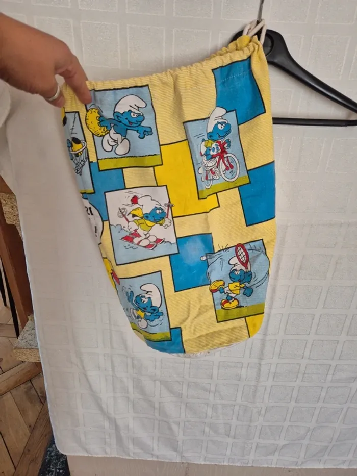 sac polochon vintage schtroumpf - photo numéro 2