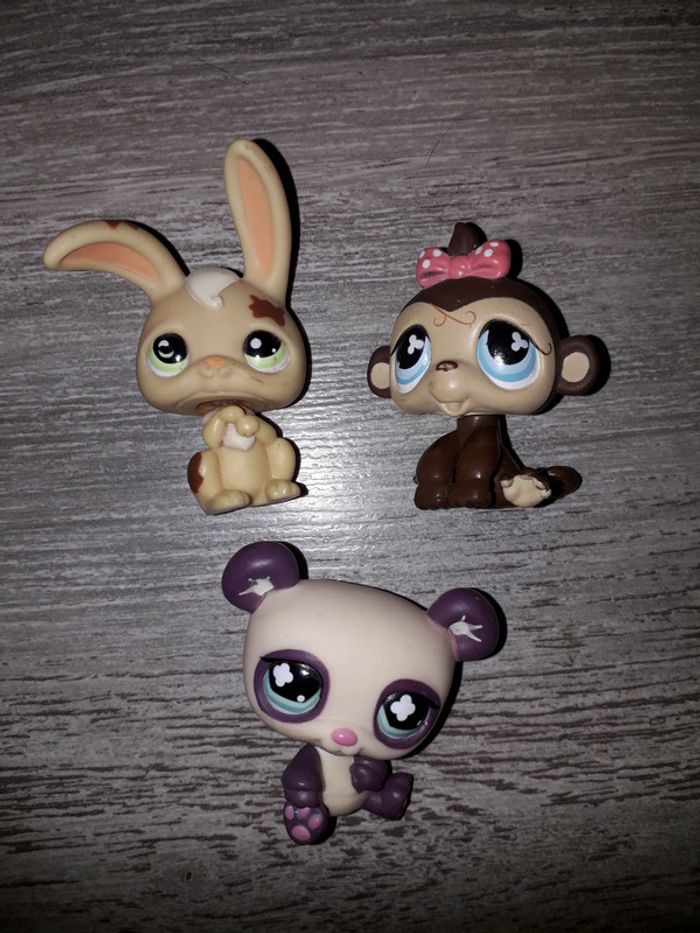 3 little petshop lapin singe et panda