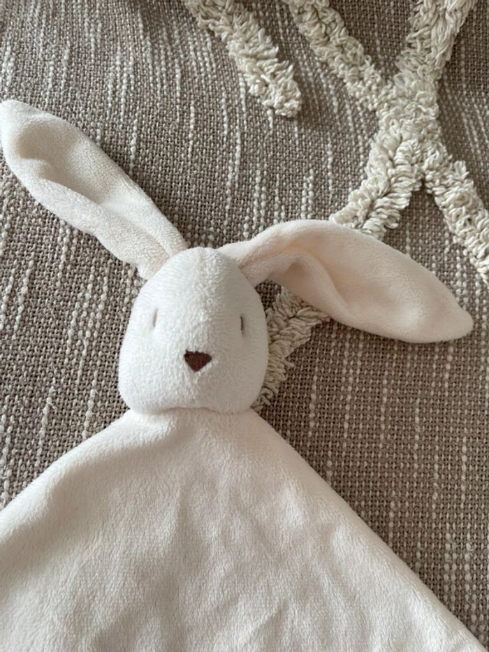 Peluche doudou plat 31cm sergent major lapin blanc crème beige parfait état - photo numéro 2