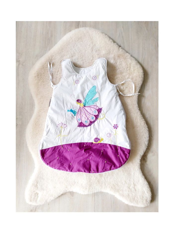 Gigoteuse turbulette sans manches mi-saison pour bébé fille 0-3 mois broderie fée libellule