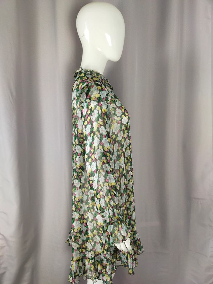 Robe fleurie Maje – Taille 1 – Voile fluide et dorures - photo numéro 4