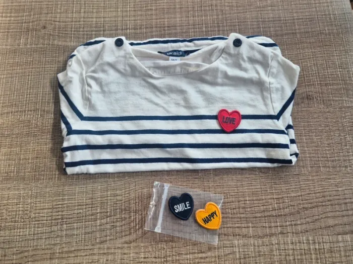 T shirt marinière épais Okaïdi 5 ans en parfait état