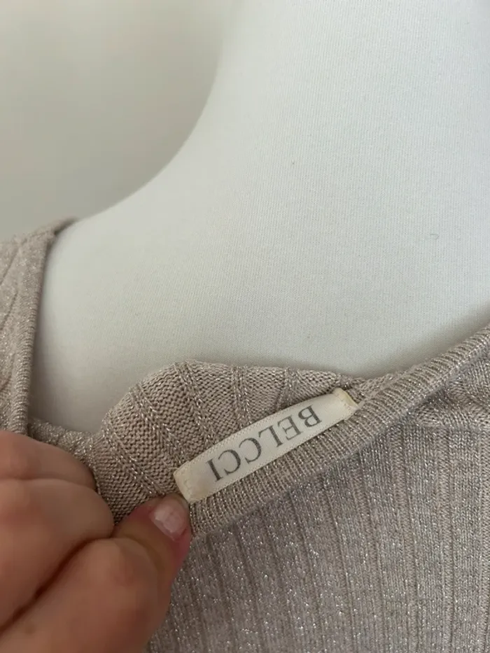 Belcci pull t-shirt maille haut à paillettes argenté taille 36 - photo numéro 7
