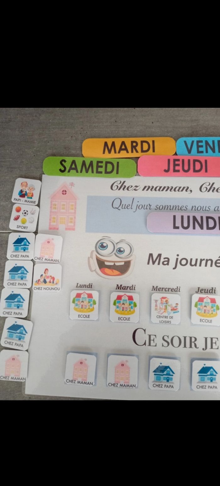 Fiche plastifiée d'activité pour enfants chez maman. Chez Papa - photo numéro 3