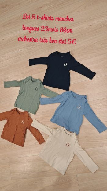Lot 5 t-shirts manches longues 23mois 86cm orchestra