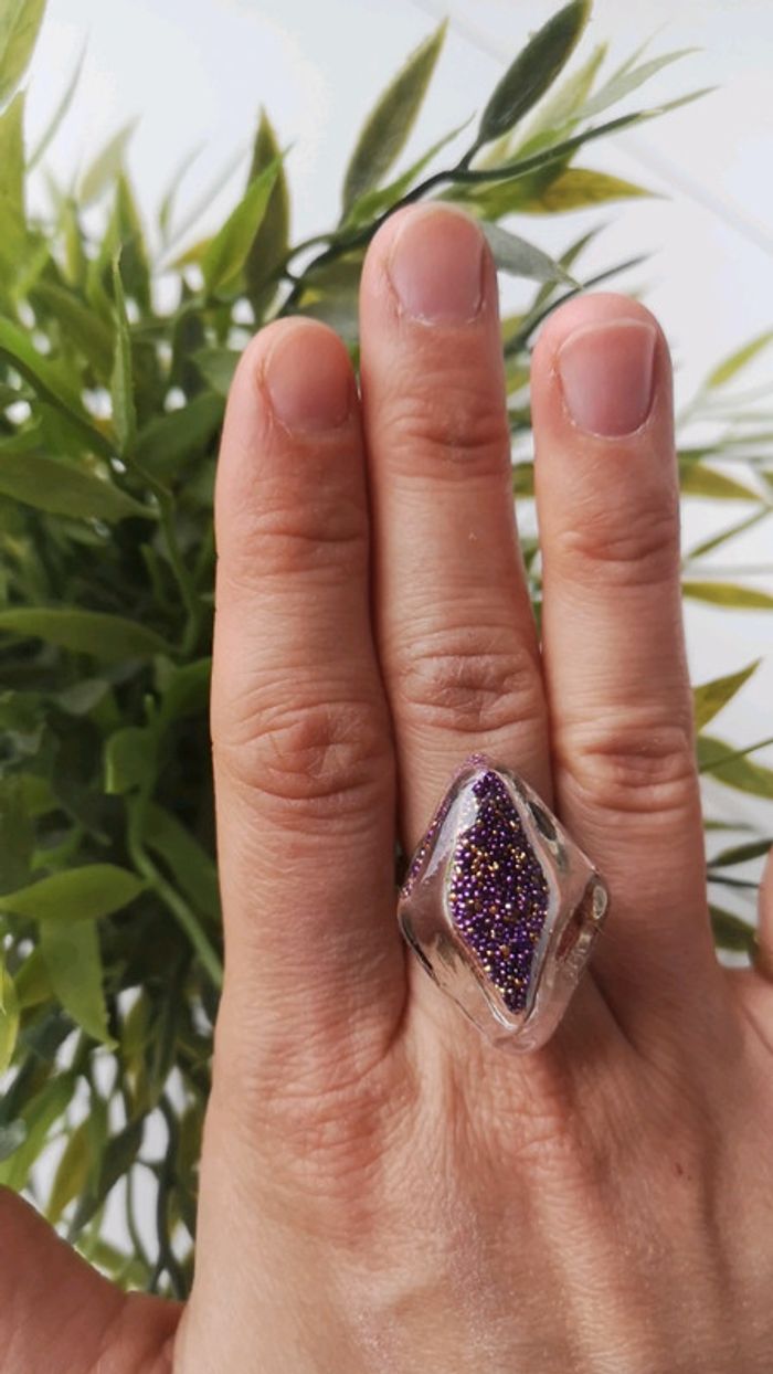 Bague microbilles violette - photo numéro 2