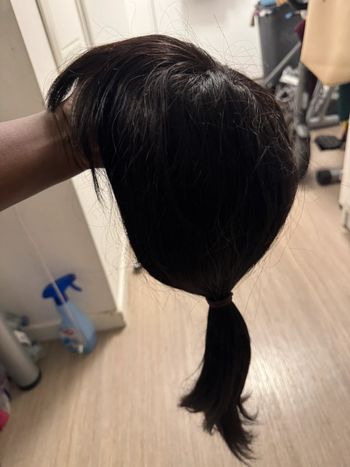 Perruque naturelle avec frange couleur noir taille 16