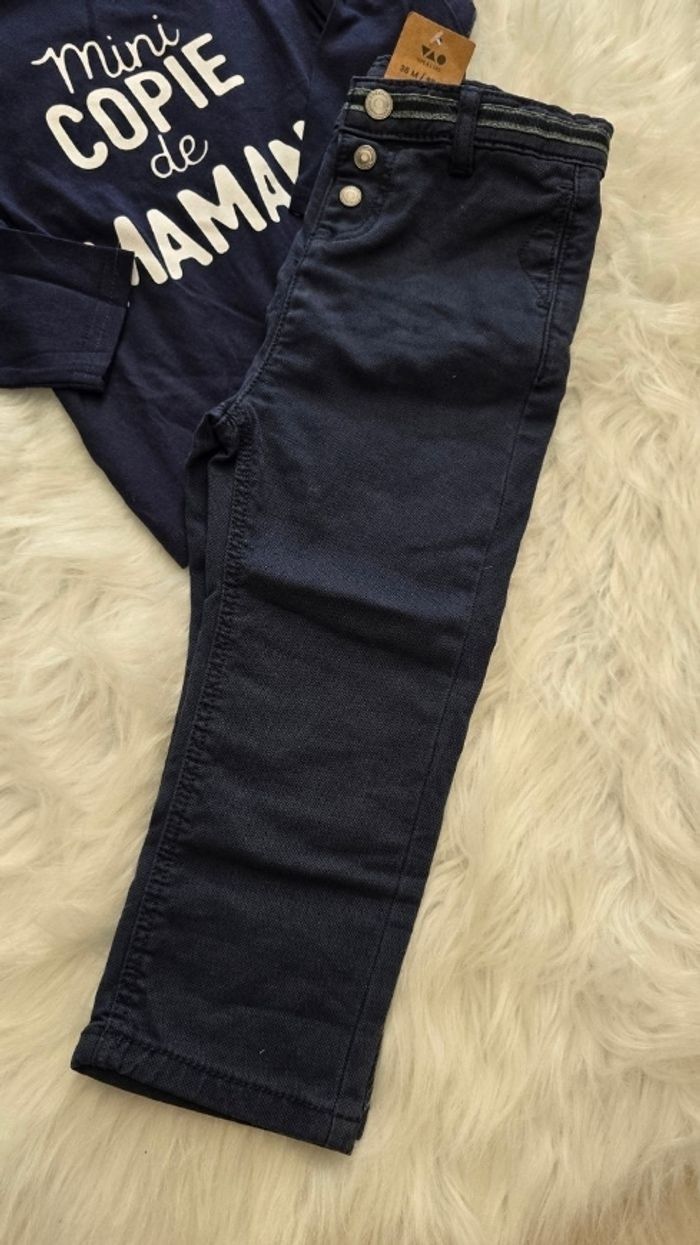 NEUFS(NON PORTÉS)🏷🏷🥰😍💙 superbe ensemble teeshirt ml et pantalon chino 3 ans garçon 💙😍🤩👌 - photo numéro 7