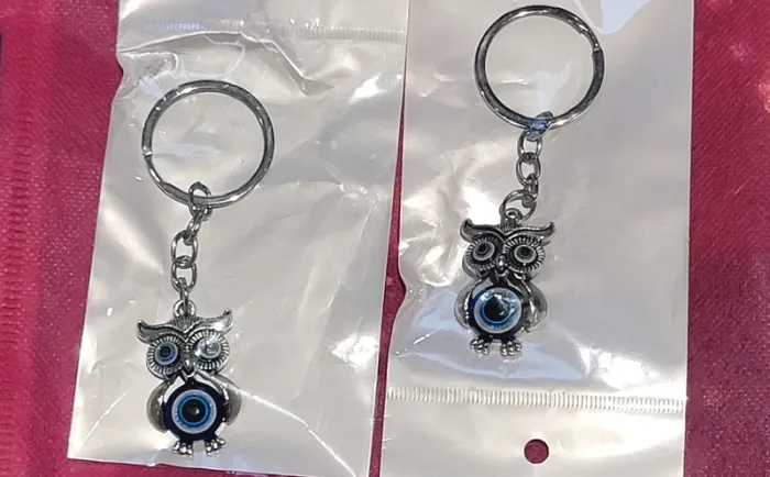 Lot de deux porte-clés hiboux oeil porte-bonheur - photo numéro 3