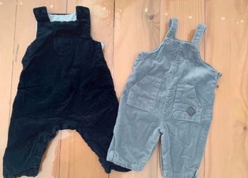 Lot 2 salopettes en velours garçon 6 mois