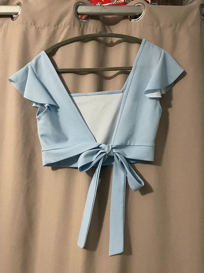 Crop top dos nu bleu - photo numéro 2