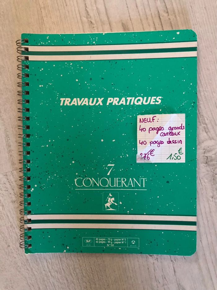 1 cahier de travaux pratiques 80 pages « 7 conquérant »