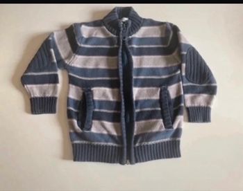 Gilet zippé BON ÉTAT pour garçon taille 3 ans couleurs gris et bleu marine