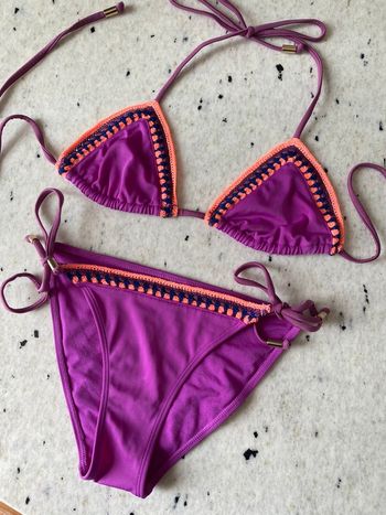 Bikini violet bordures crochet XS/S