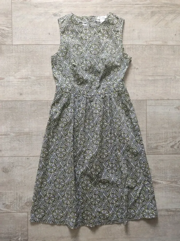 Robe mi-longue dos graphique boutonné noir jaune blanc taille 38 La Redoute neuve - photo numéro 8