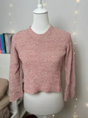 Pull court rose/doré pailleté Maje taille S/M