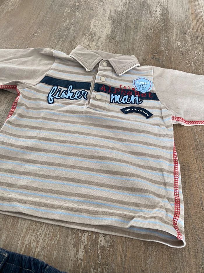 Ensemble 2 pièces bébé garçon Alphabet pantalon et polo - photo numéro 2