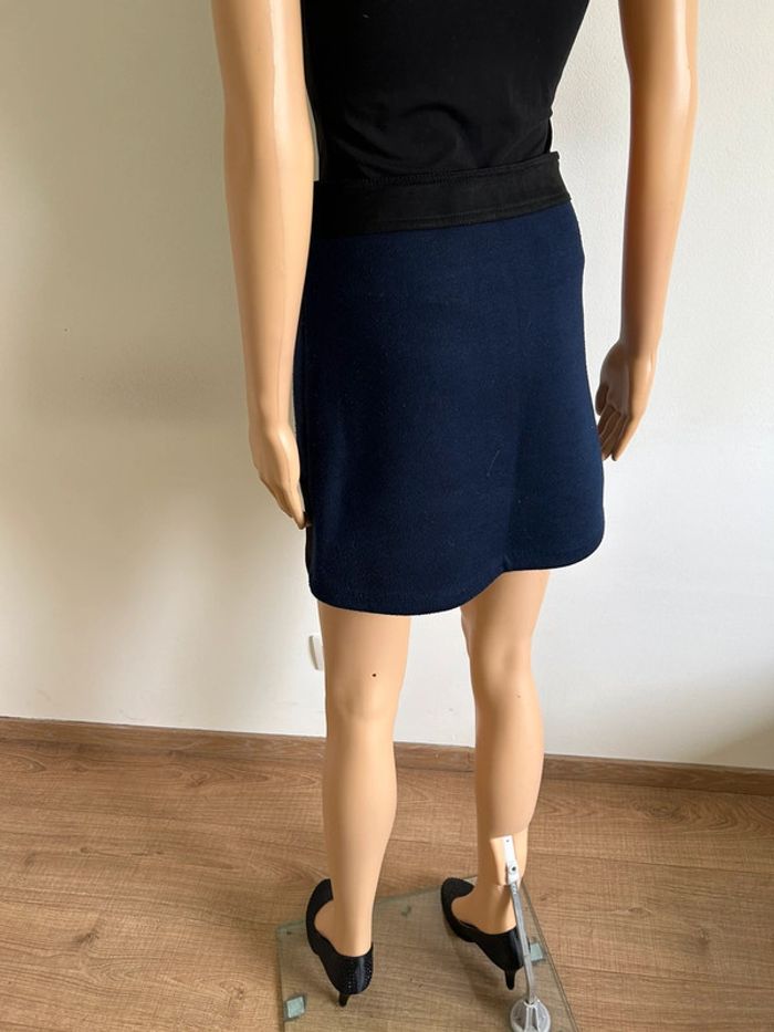 Jupe bleue marine et noire avec boutons pressions Morgan taille 34 TBE - photo numéro 8
