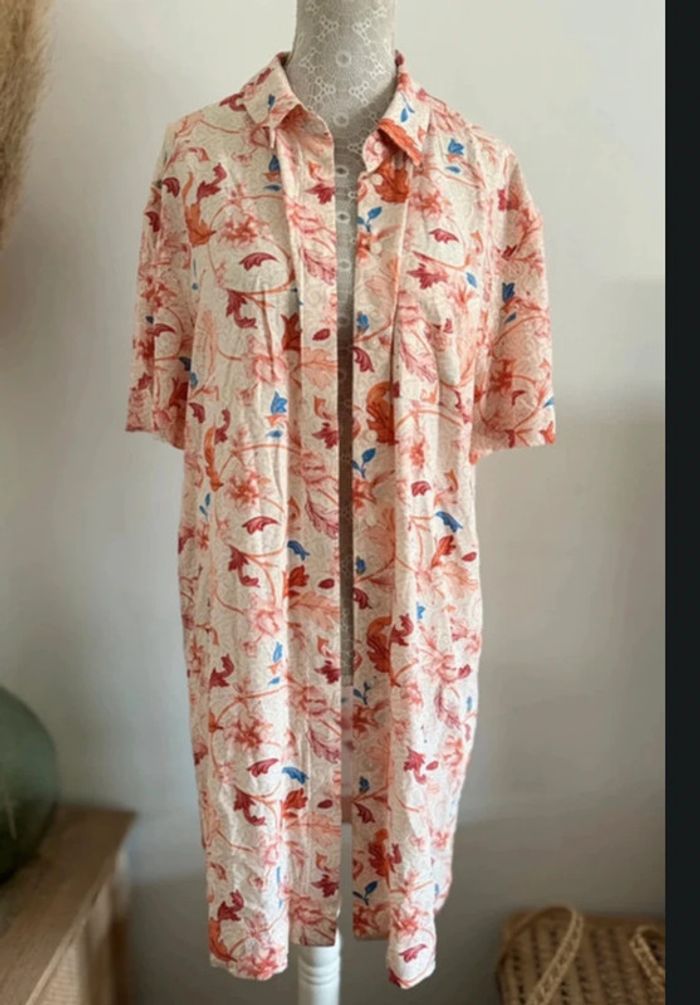 Robe chemise à motifs pêche Object taille 36 S - photo numéro 6