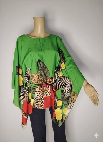 Tunique Kimono Rosa Rossa Italy – Imprimé Jungle & Léopard – Taille Unique – NEUF