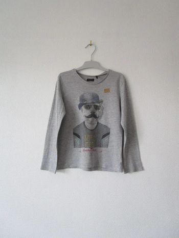 T-shirt gris Barber shop IKKS 6 ans TBE