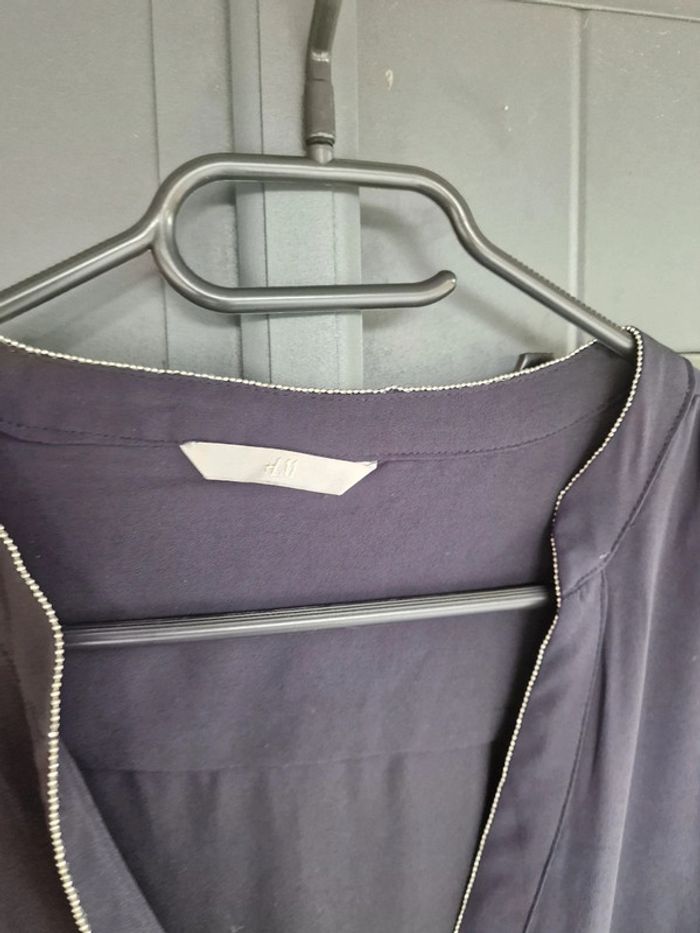 Chemise bleu marine avec minis perles argentées - photo numéro 4