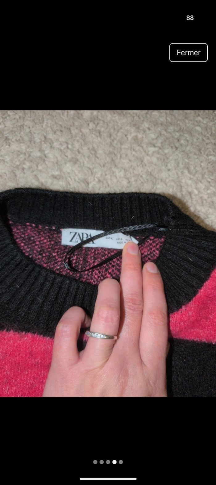 Jolie pull Zara rose et noir - photo numéro 2