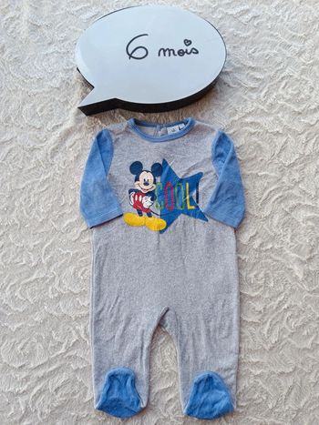 Pyjama grenouillère velours Garçon 6 mois Mickey Disney Baby