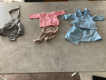 Lots Maillots mangés longues , Ensemble Jean , chemisier + robe 3 mois, ensemble salopette 
