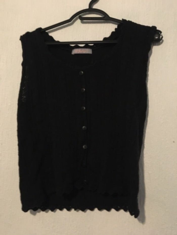 Haut noir sans manche en laine taille S marque Valy