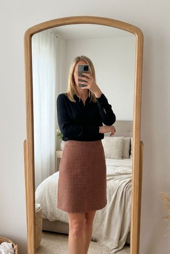 Jupe Caroll Paris – Taille 36 – Pied-de-poule rouge & noir